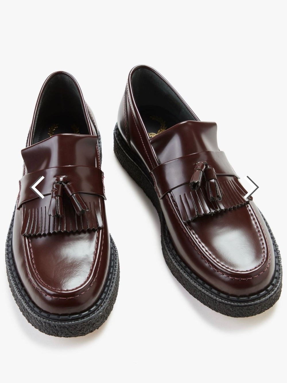 Fred Perry Men's Tassel Loafers in Burgundy Brown George Cox collaboration